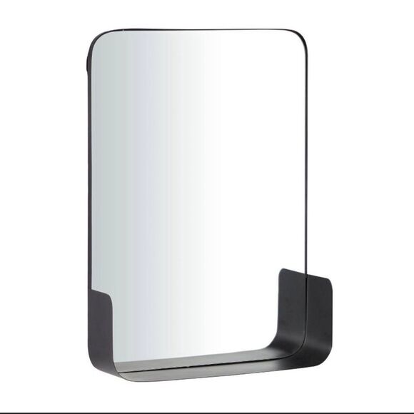 Black Metal Wall Mirror with Shelf for Entry Way or Other. Like New. - Picture 2 of 5